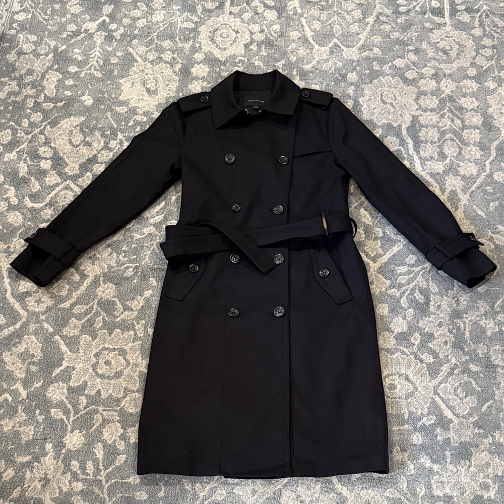Ann Taylor Classic Black Trench Coat